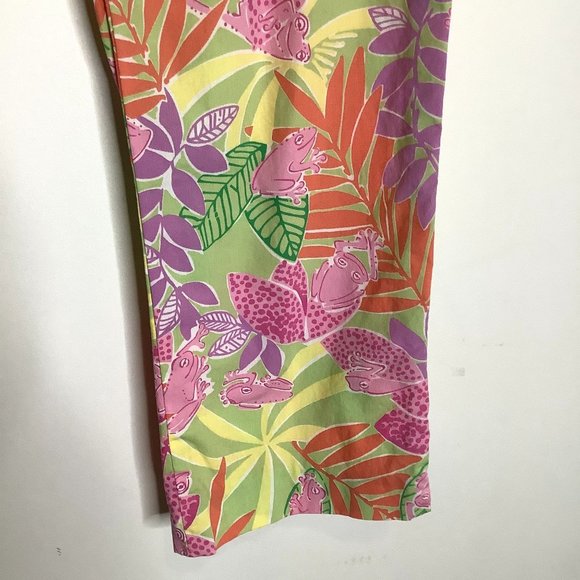 Lilly Pulitzer pink orange frog leaf print pants size 6 vintage - Picture 3 of 4
